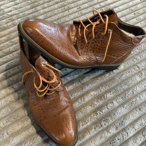 Leather Men’s  Winter Warm Fur Lined Snow Boot Alligator Dress Formal Shoe US 9